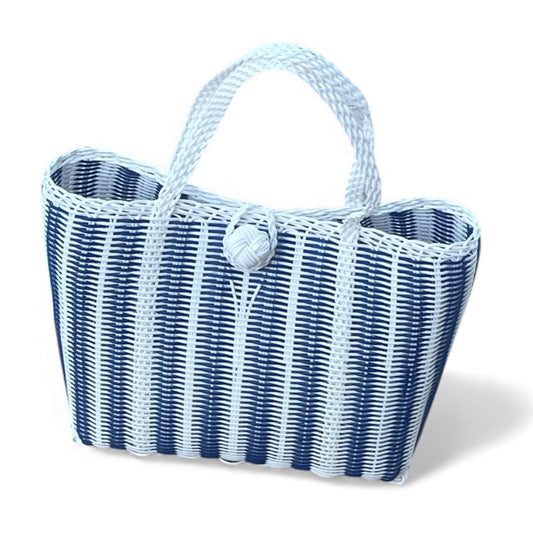 Pinstripe Small Plastic Woven Handbag