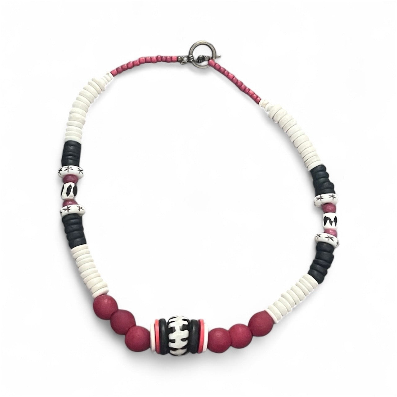 Modern Red Batik Necklace