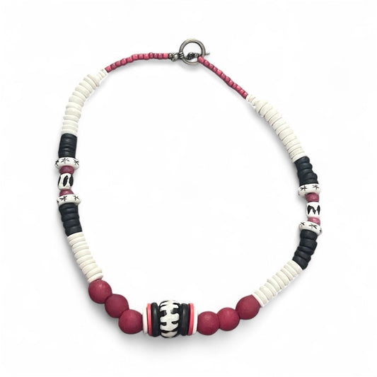 Modern Red Batik Necklace