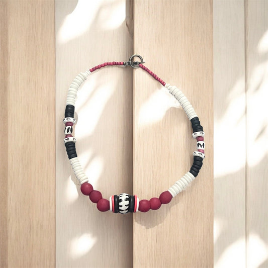 Modern Red Batik Necklace