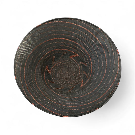 Large Telephone Wire Bowl - Black and Copper Swirl
