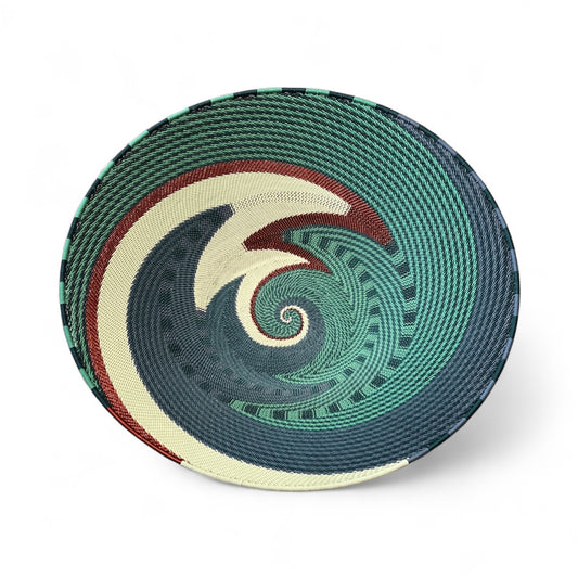 Large Telephone Wire Bowl- Green Swirl