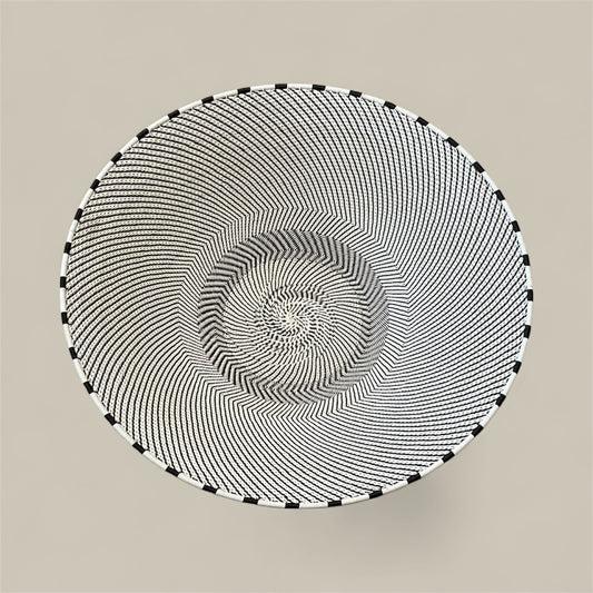Large Telephone Wire Bowl- Minimal Black and White
