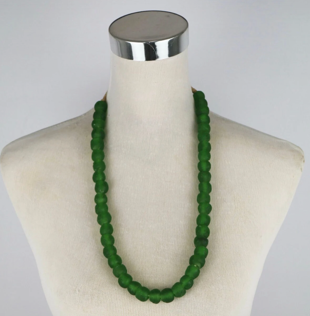 Recycled Glass Statement Necklace-Green
