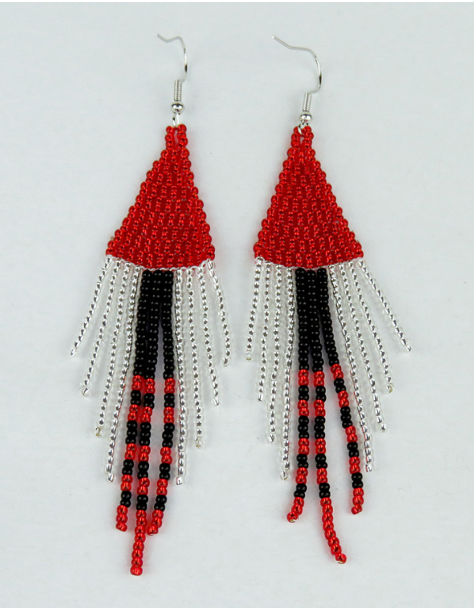Shiduli Zulu Beaded Earring- Red and Silver