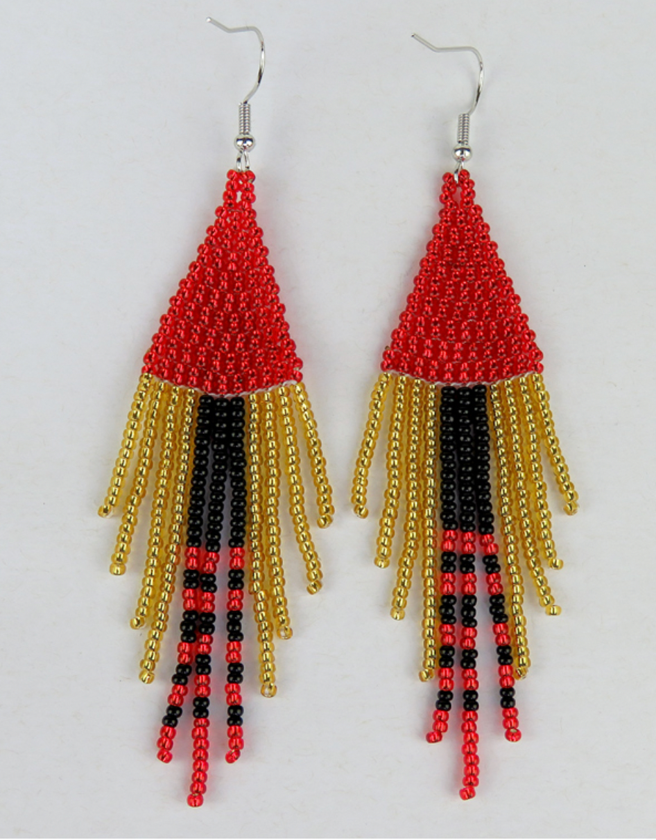 Shiduli Zulu Beaded Earring- Red Black and Gold