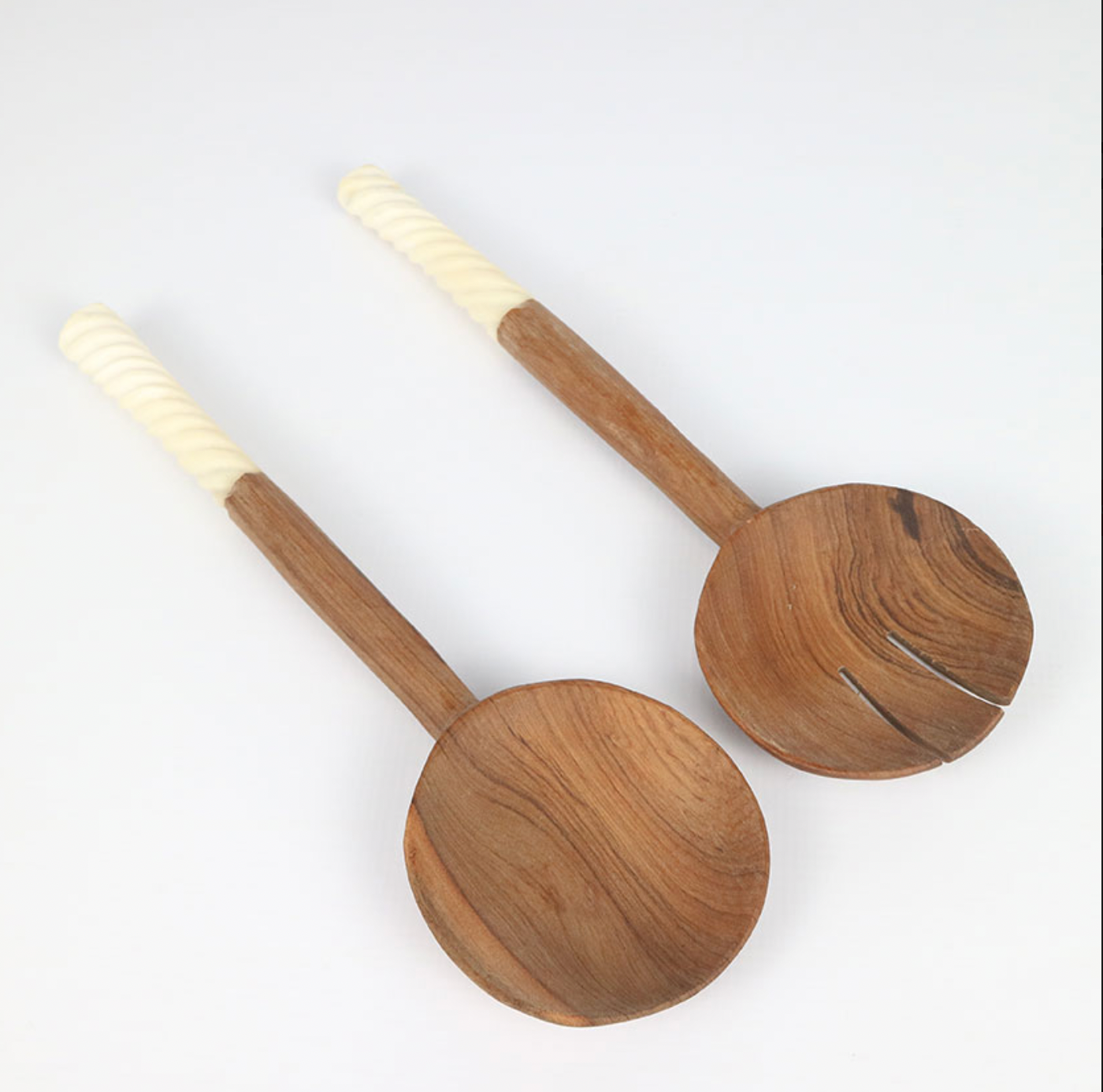 White Carved Salad Servers