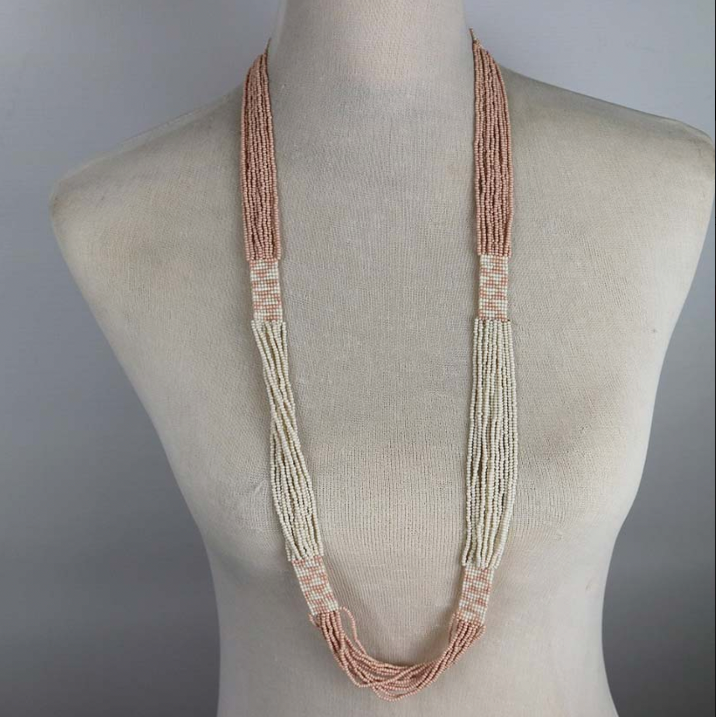 Flat Seed Bead Necklace- Pink