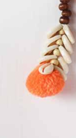 Raffia Moon Clutch -Orange