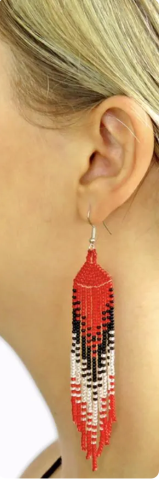 Ilala Zulu Beaded Earring- Red Black Silver