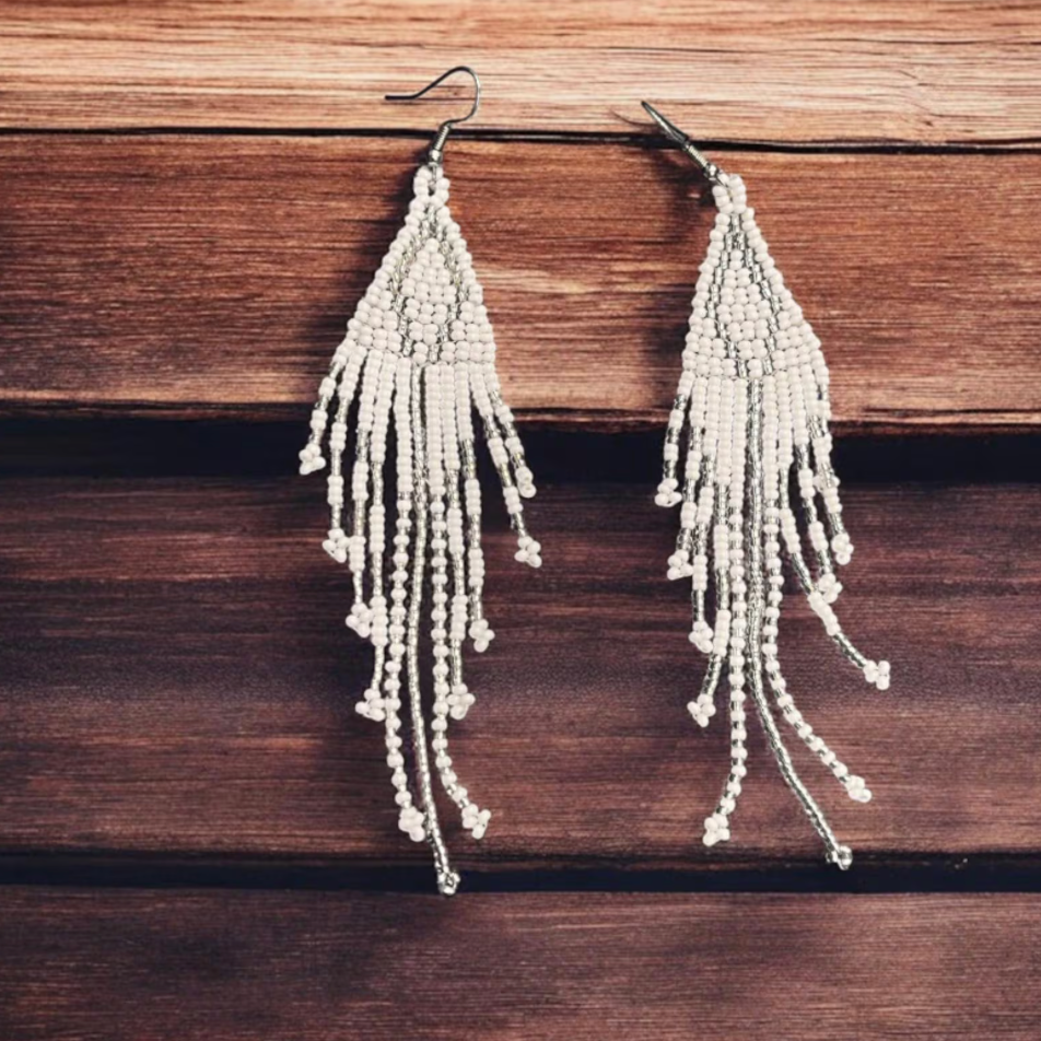 Lukimbi Zulu Beaded Earring- White