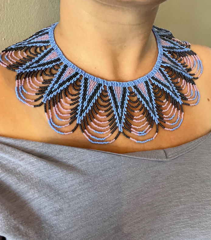 Zulu Beaded Spear Necklace - Purple