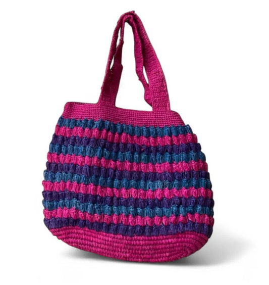 Pink Raffia Knot Tote Bag