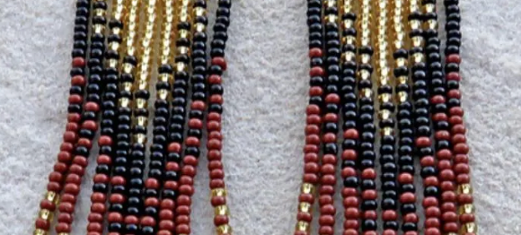 Ilala Zulu Beaded Earring- Brown Gold Black