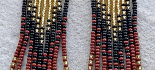 Ilala Zulu Beaded Earring- Brown Gold Black