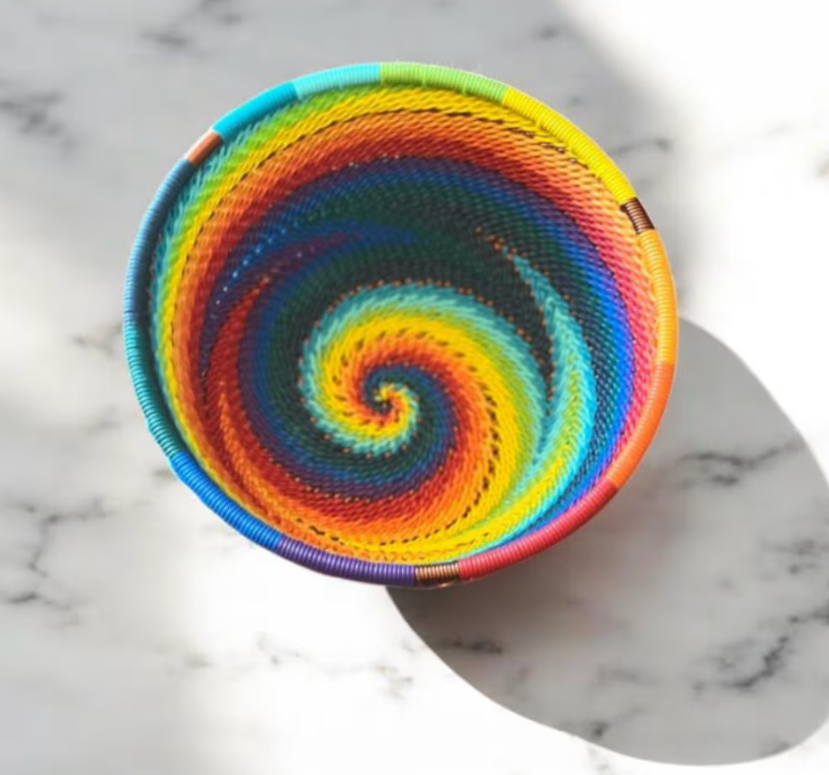 Small Rainbow Telephone Wire Bowl- Option 110