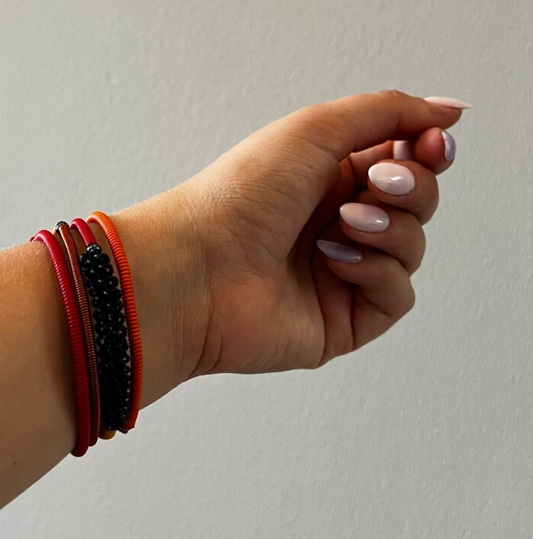 Telephone Wire Wrap Bracelet- Orange Mix
