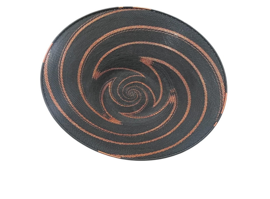 Large Telephone Wire Bowl - Black and Copper Swirl