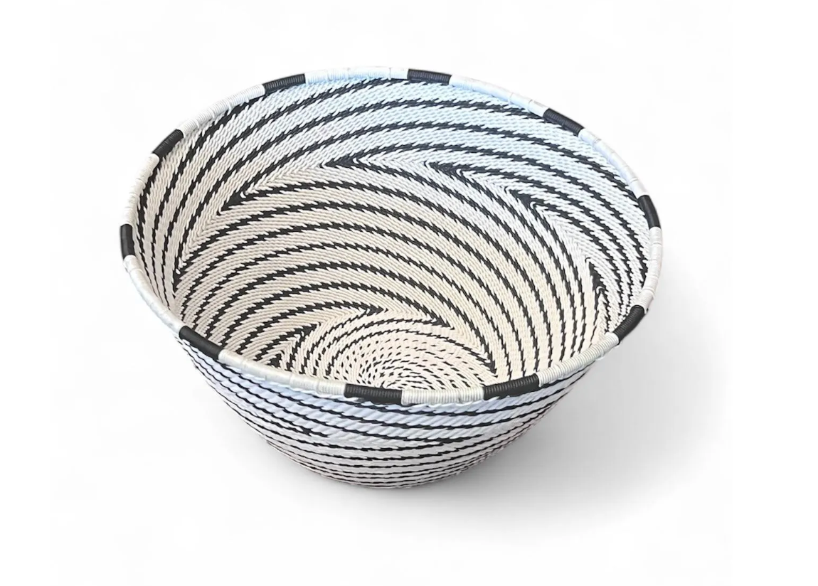 Medium Telephone Wire Bowl- Black and White 14