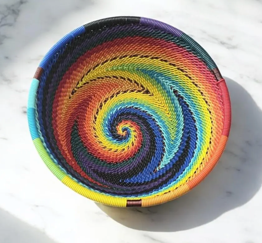 Small Rainbow Telephone Wire Bowl- Option 110