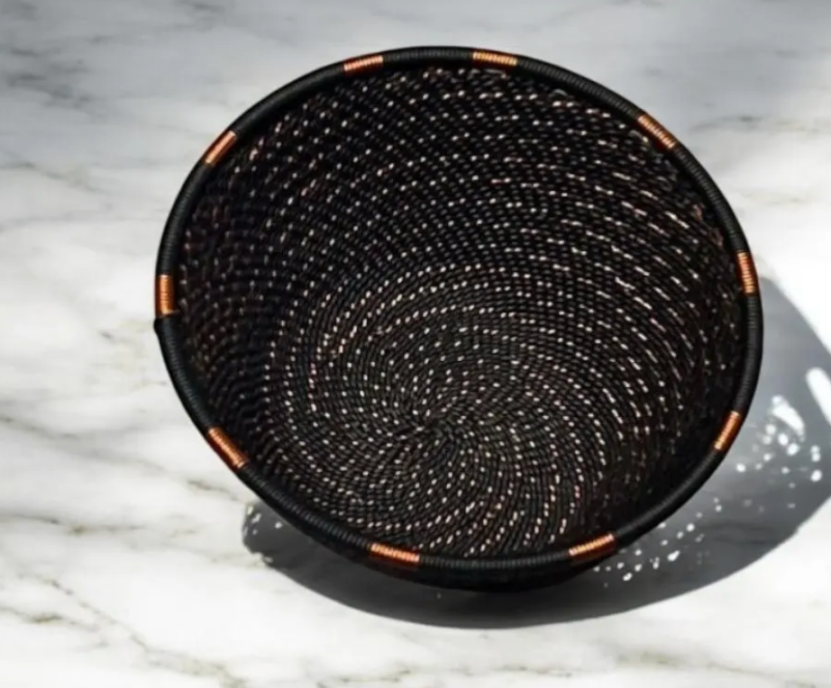 Small Telephone Wire Bowl - Black and Copper 37