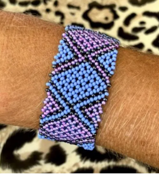 Unisex Flat Zulu Beaded Bracelet- Purples