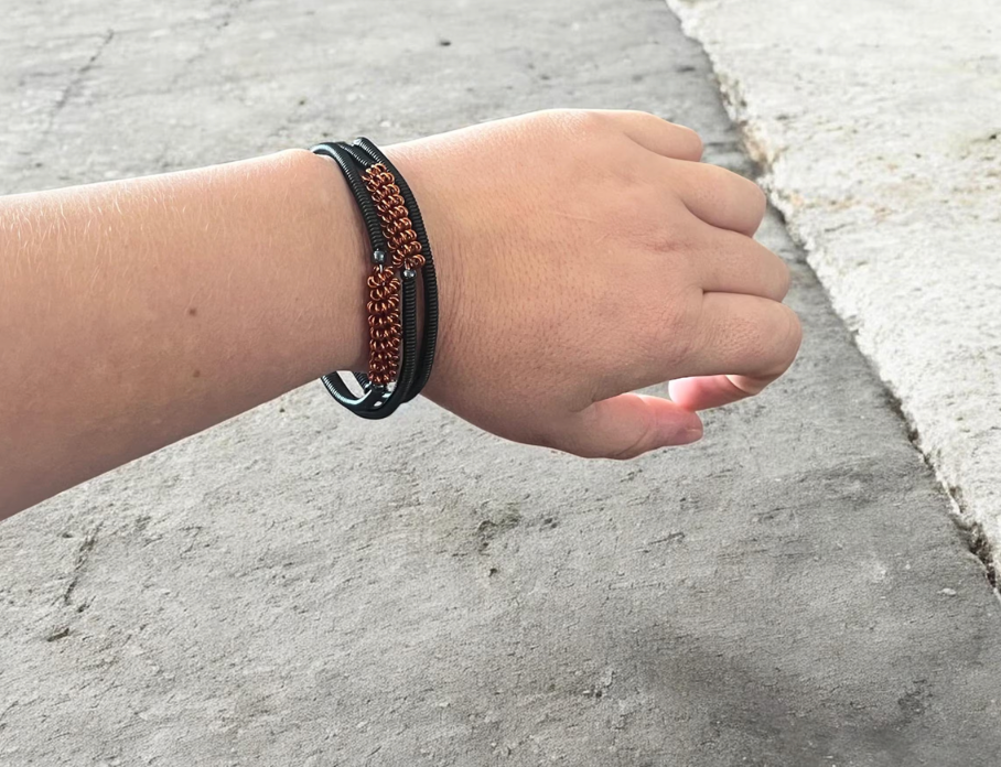 Telephone Wire Wrap Bracelets- Black and Copper