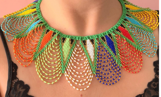 Zulu Princess Necklace- Green Tribal