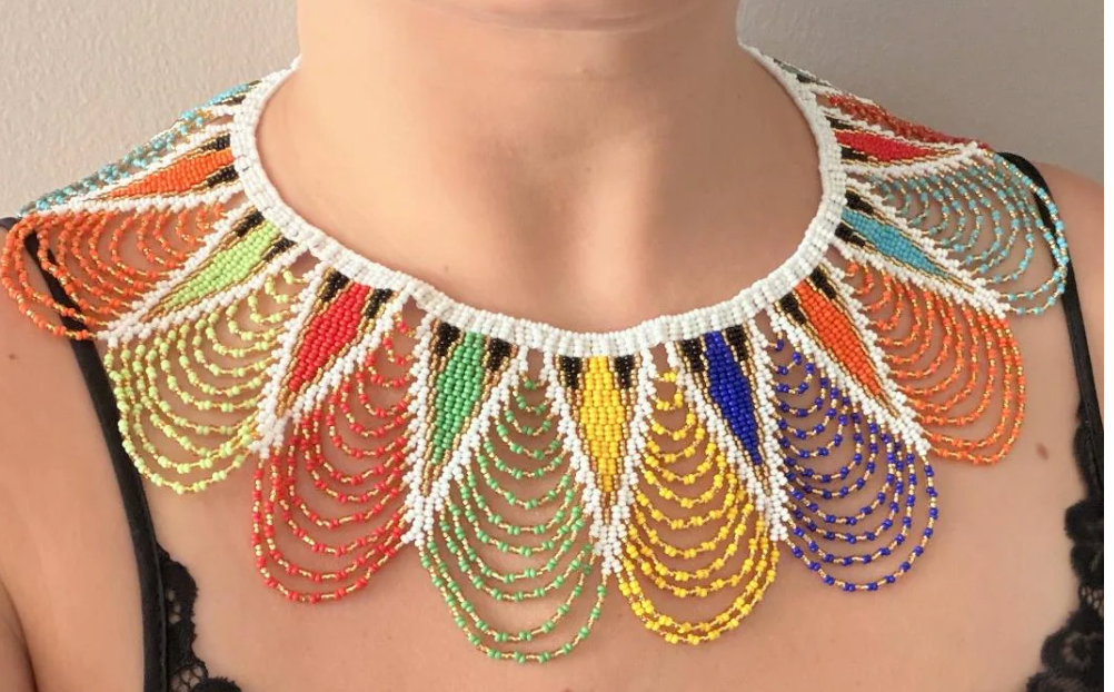 Zulu Princess Spear Necklace- White