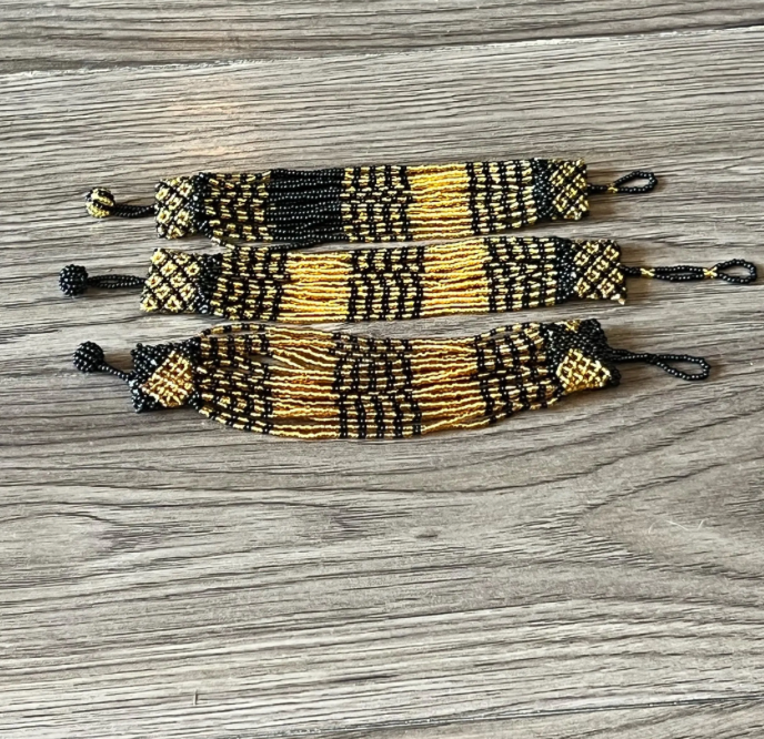 Zama Zulu Beaded Bracelets- Black and Gold