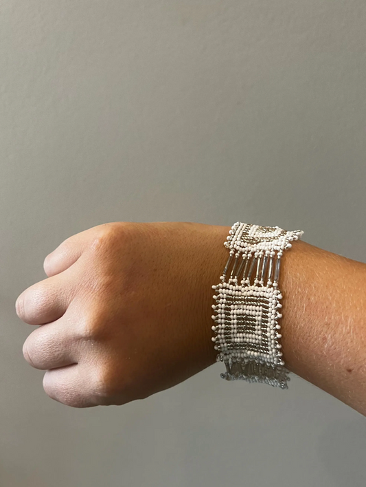 Zulu Beaded Square Bracelet- Red and Oranges