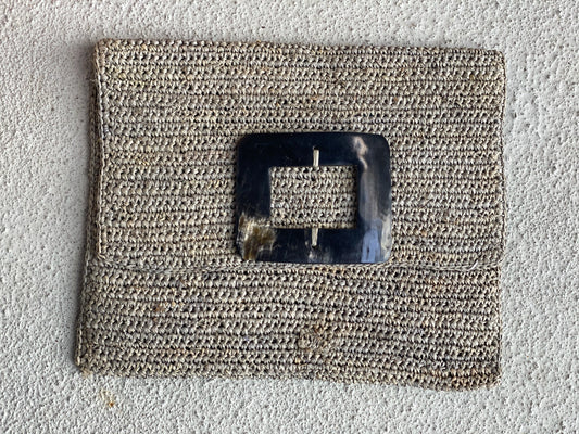 Raffia and Cow Horn Clutches