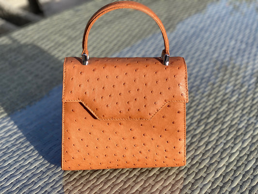 Ostrich Top Handle Crossbody Bag