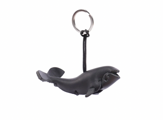 Leather Whale Keychain-Black