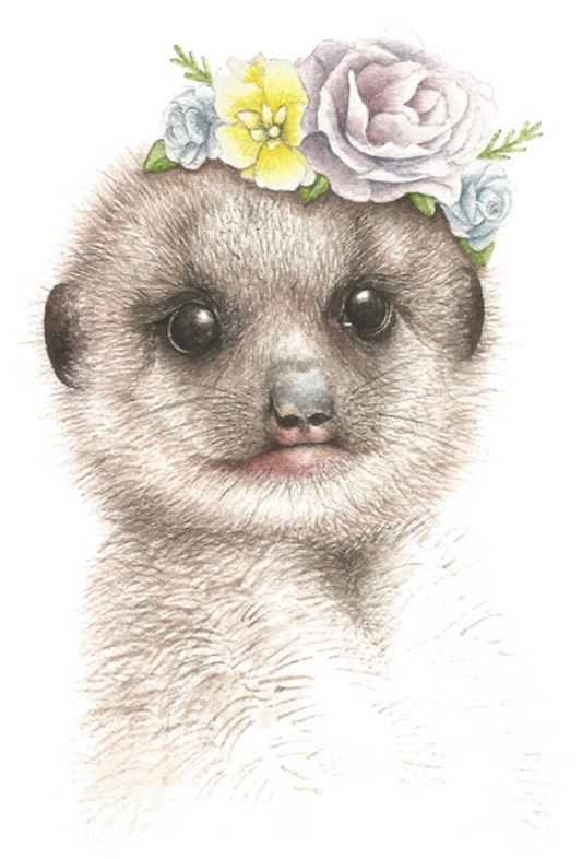 Watercolor Flower Crown Baby Wild Animals