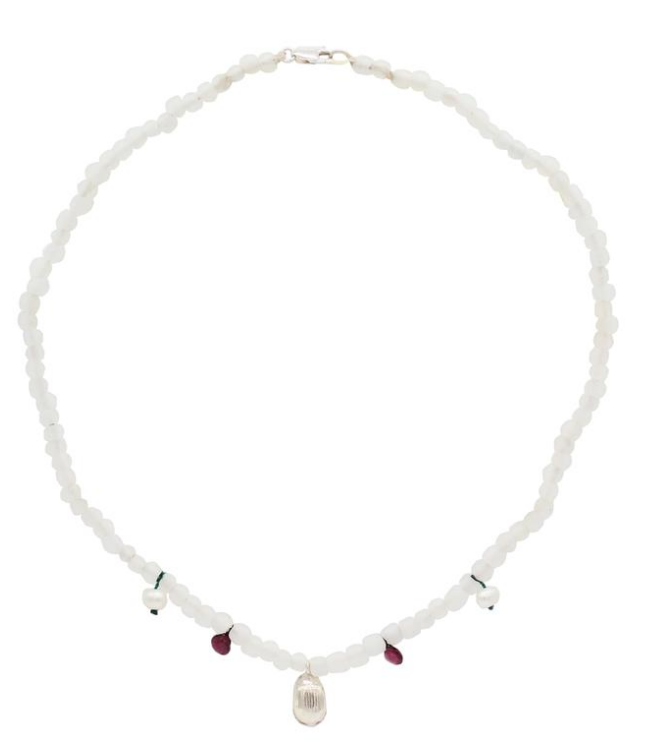 Small Recycled Beaded Beetle Necklace