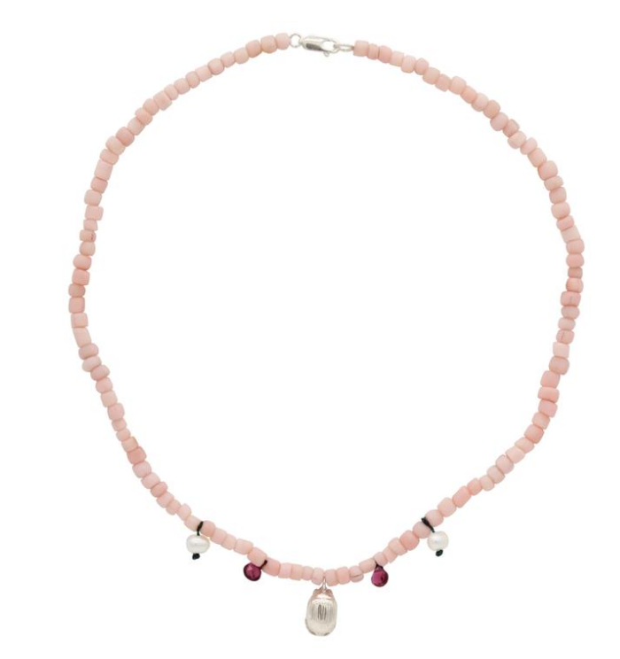 Small Recycled Beaded Beetle Necklace
