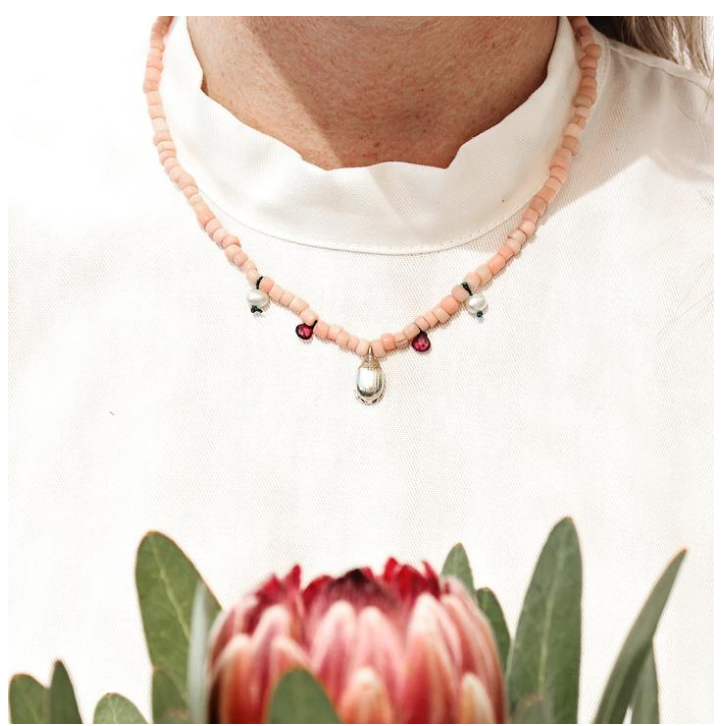 Small Recycled Beaded Beetle Necklace