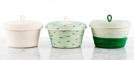 Cotton Rope Lidded Storage Baskets