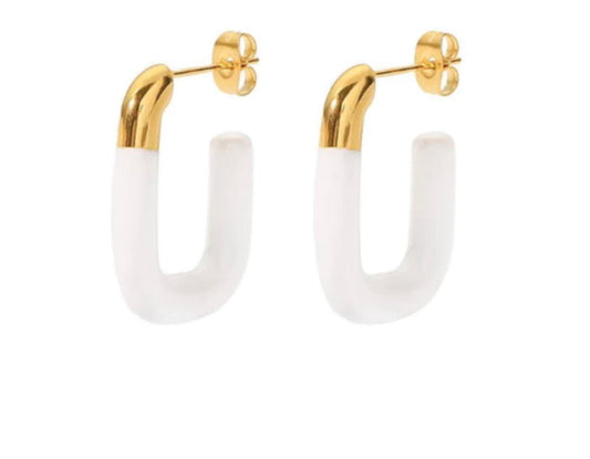 White Dip Earrings