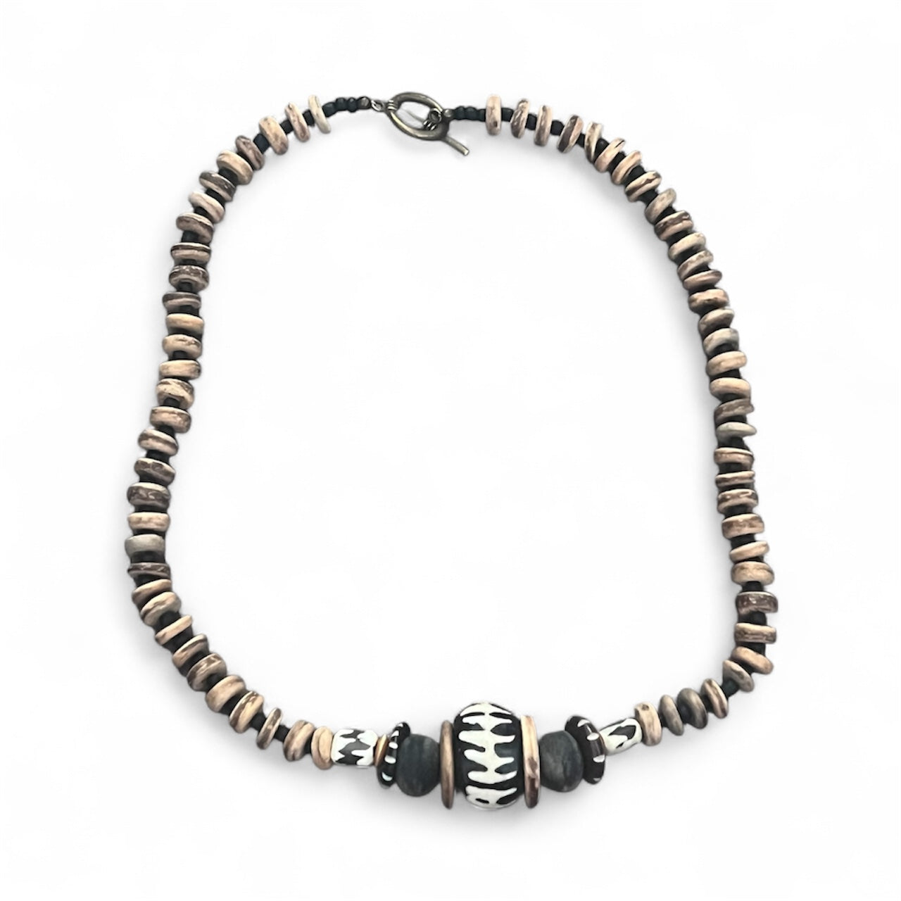 Modern Batik Statement Necklace-Greys