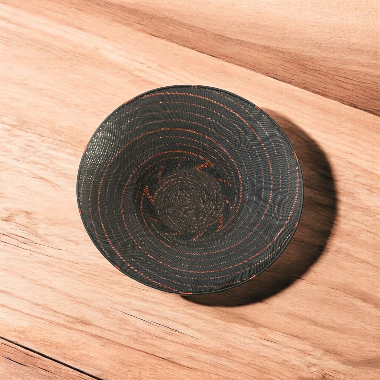 Large Telephone Wire Bowl - Black and Copper Swirl