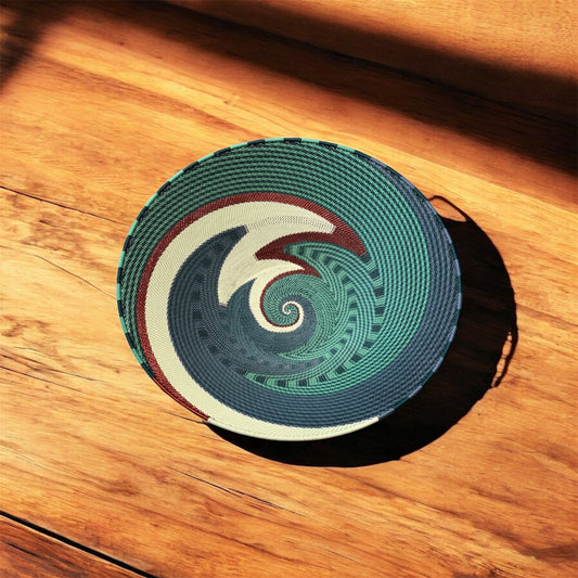 Large Telephone Wire Bowl- Green Swirl