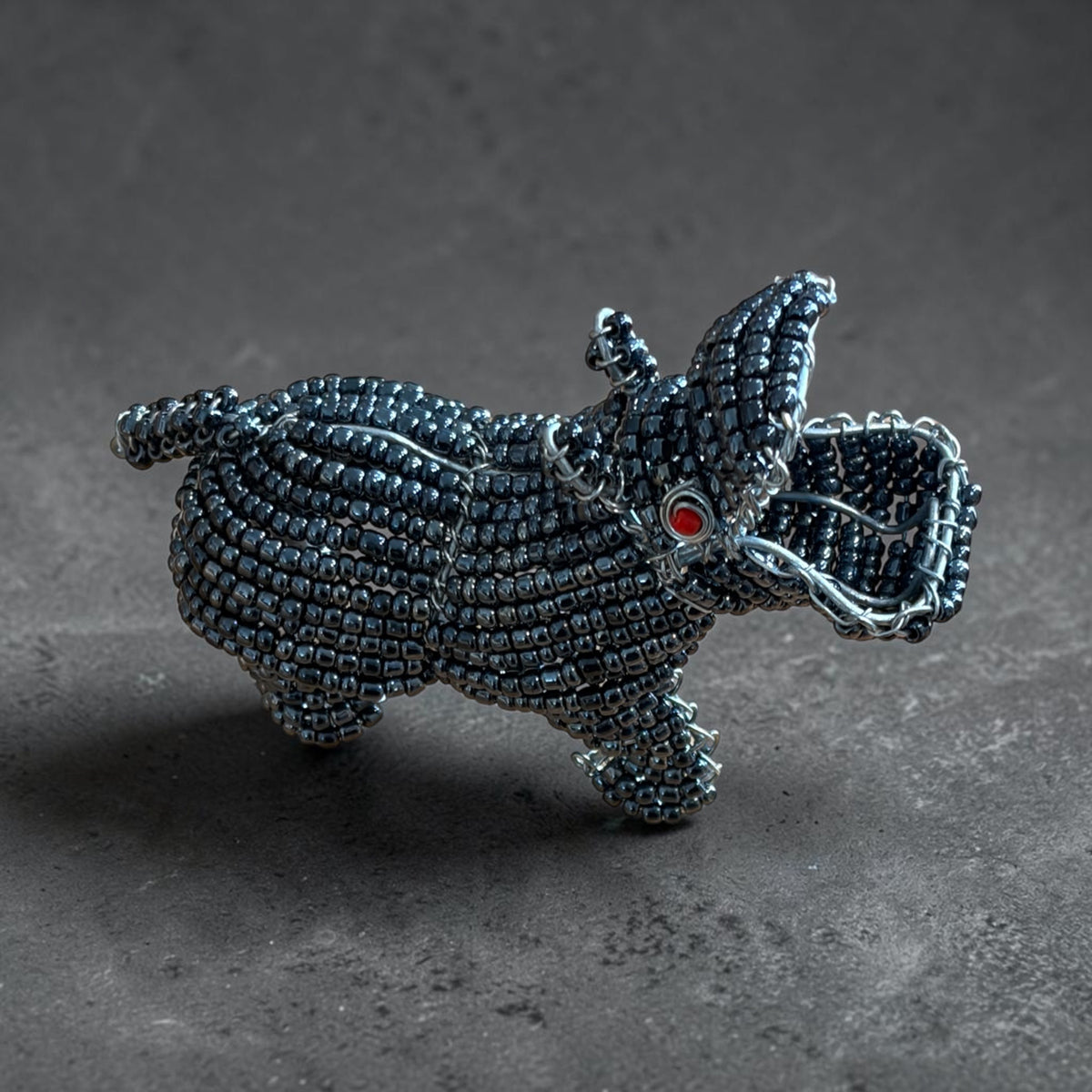 Beaded Hippo Figurine