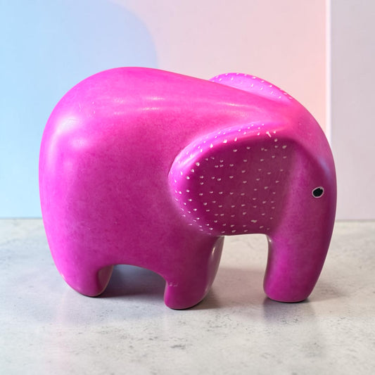 Elephant Soap Stone Figurine - Pink