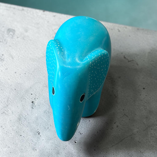 Elephant Soap Stone Figurine- Aqua