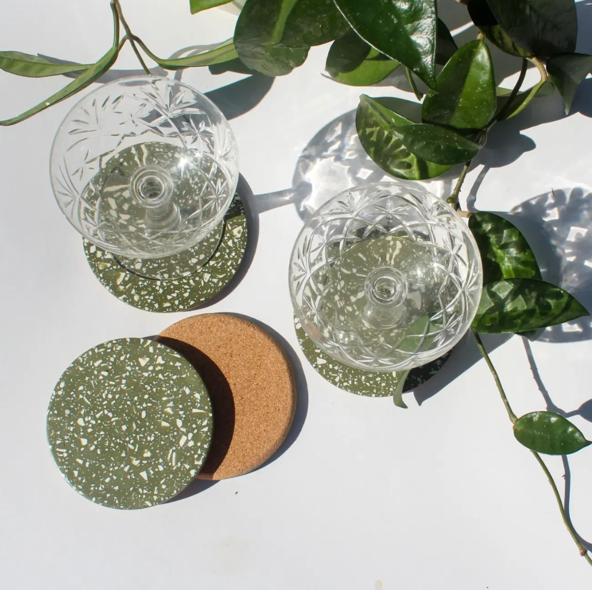 Terrazzo Coasters- Olive