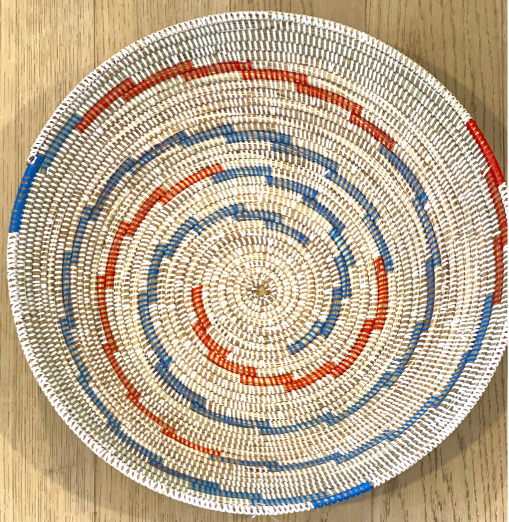 PVC Africa Decor Bowl- Red White and Blue Swirl