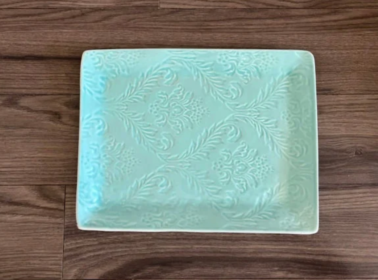 Floral Serving Dish- Mint