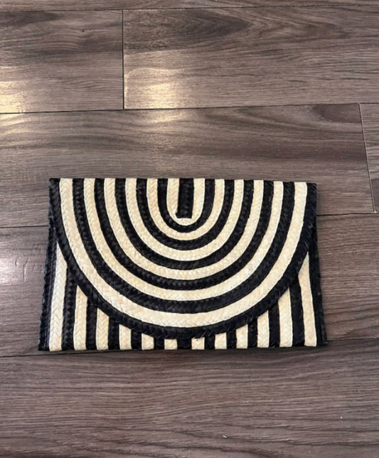 Pandan Clutch - Monochrome Stripe